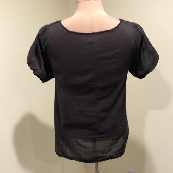 Free People Blouse Size Small Gray Floral Embroidered Appliqué - Picture 6 of 11